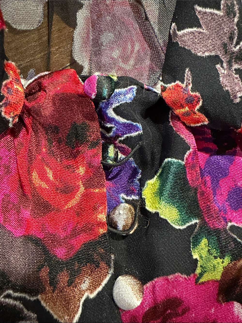 Alice + Olivia Brentley Floral Tie-Neck Silk Blend Blouse  Size Large Whimsigoth - Picture 16 of 16